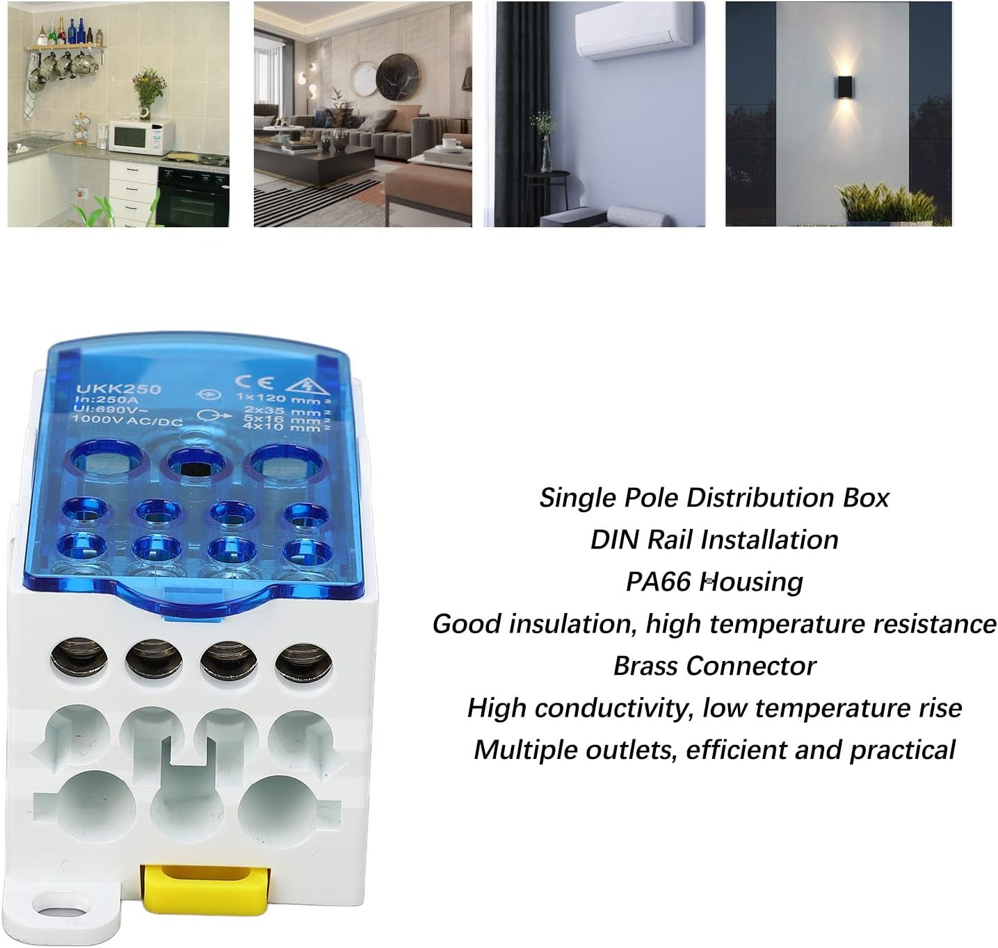 Hyuduo Terminal Block Distribution Box Connector in Mystical Brass/Delayer for the Kitchen Bathroom at Home (Blue) image number 2