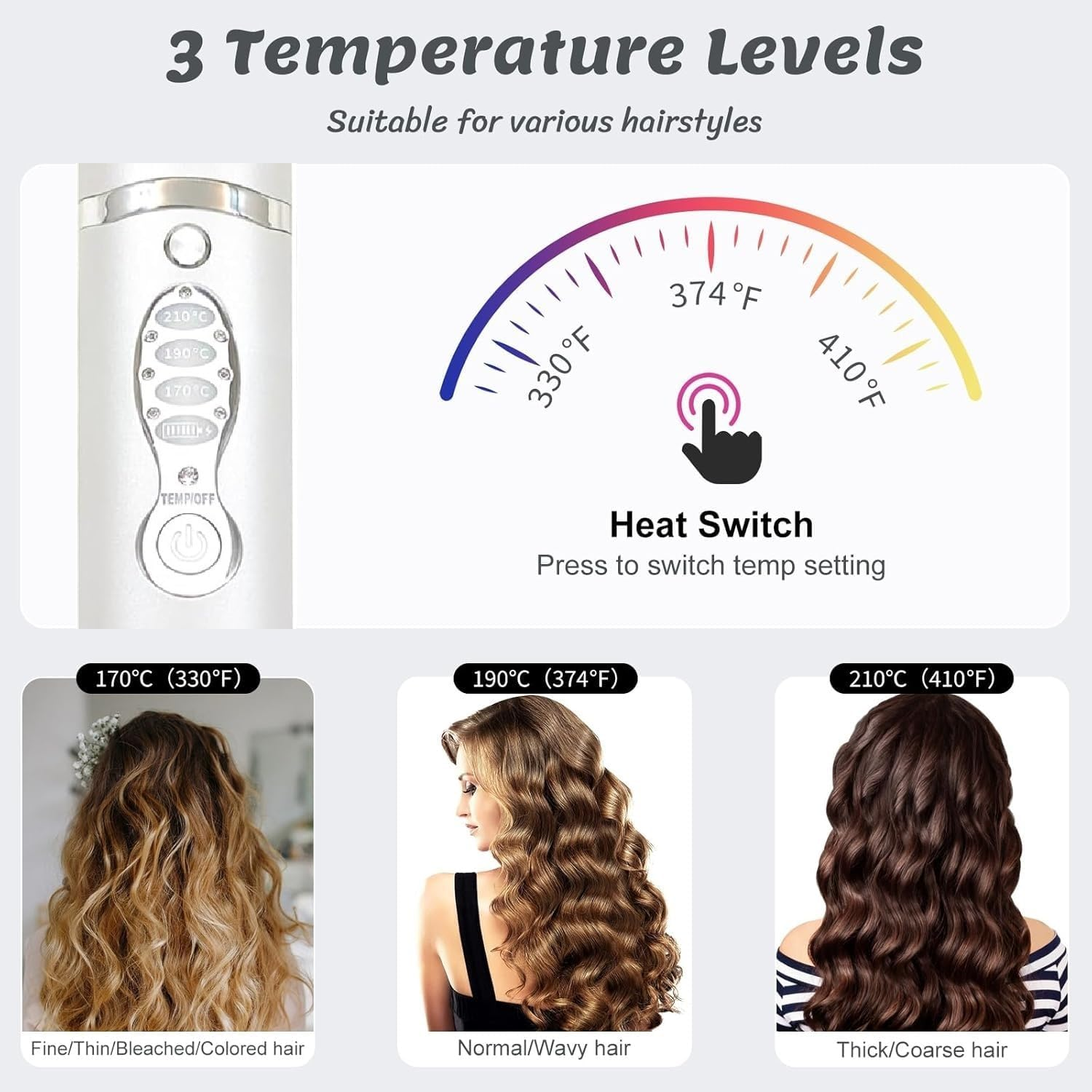 Cordless Hair Straightener Curler, Portable Wireless Hair Straightening and Curling, Titanium Flat Iron, Fast Heating in Seconds, USB Rechargeable, Lightweight for Travel image number 6