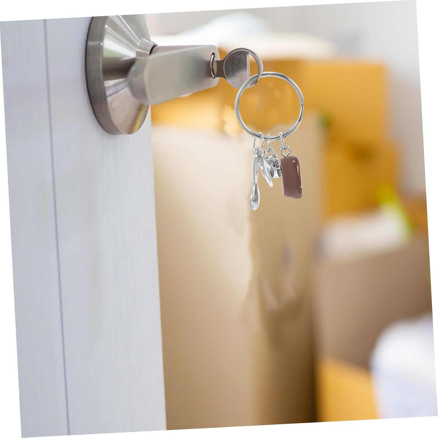 COSMEVIVI Cute Coffee Bean Keychain for Coffee Lovers Vintage Key Ring Carabiner Keychain Men Women image number 1