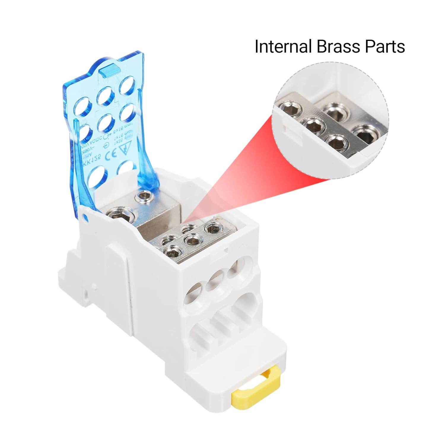 FUNFANG 1 Pack 6 Positions Screw Terminal Strip Blocks with Cover Junction Box Branch Box Din Rail Terminal Block Wire Box Cabinet Wire Splitter Connector UKK125A - Ukk160A image number 6