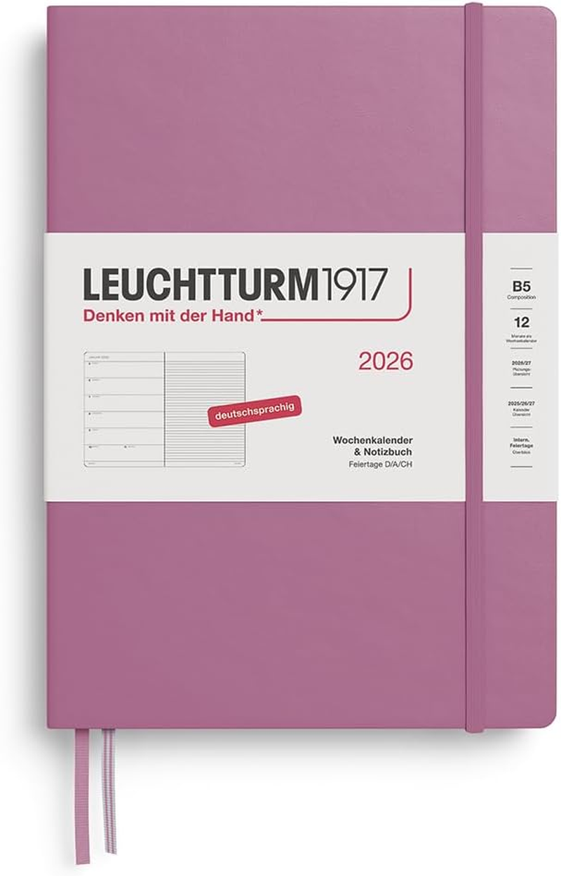 LEUCHTTURM1917 372460 Weekly Calendar & Notebook Master (A4+) 2026, 12 Months, Port Red, German image number 3