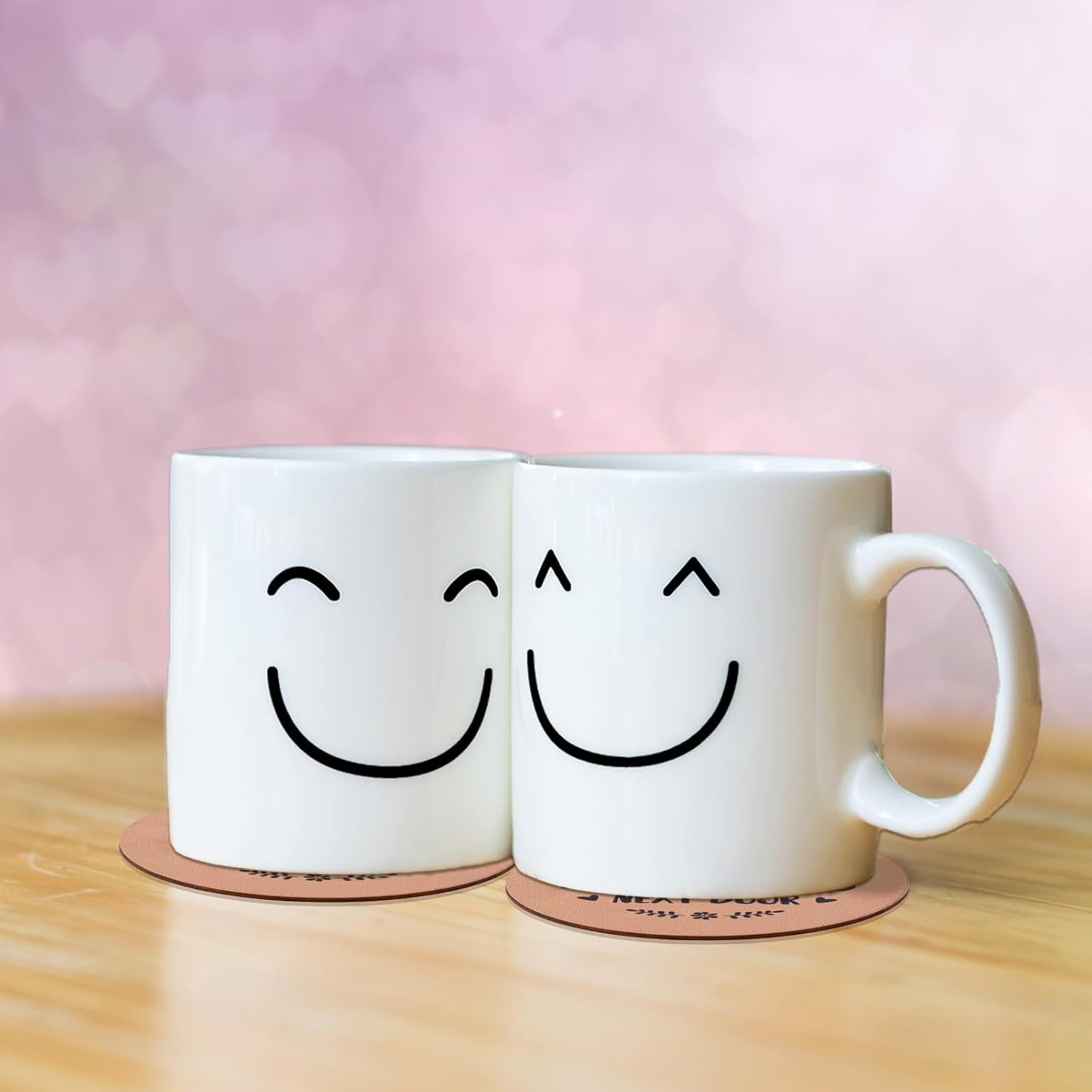 4Pcs Wooden Coasters, 10Cm round Coasters I Wish You Lived Next Door Gifts for Kinds of Cups Coffee Table Bar Home Office image number 2