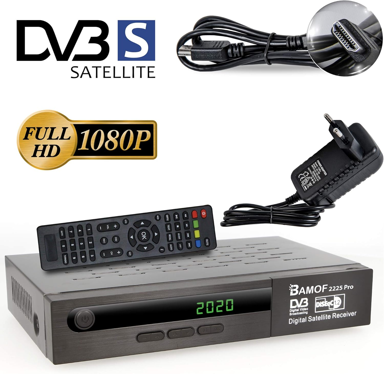 Bamof 2225 PRO Satellite Receiver (HDTV, DVB-S/DVB-S2, HDMI, SCART, 2X USB, Full HD 1080P) [Pre-Programmed for Astra, Hotbird and T&uuml;rksat] + HDMI Cable image number 5
