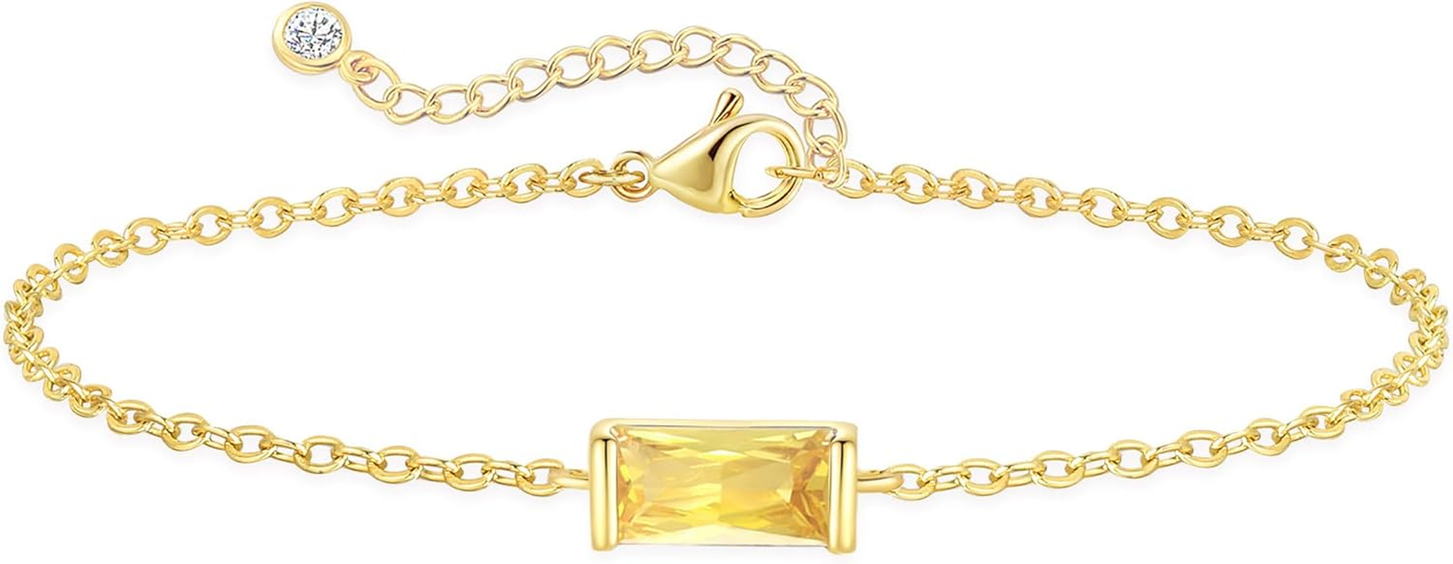 FUNEIA Birthstone Gold Bracelets for Women Teen Girls Non Tarnish Trendy Dainty 14K Gold Plated Bracelet Stack Stackable Blue Green May Emerald Friendship Bracelets Jewelry Gifts for Mom Best Friend - 01. January(Garnet) image number 2