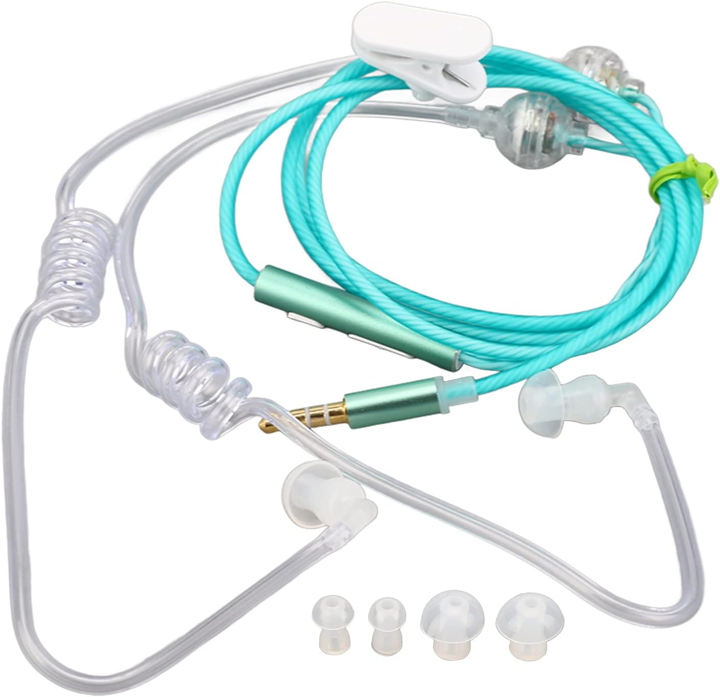 Ergonomic 3.5Mm Air Tube Headset Radiation Noise Reduction for Laptop Tablet Walkie Talkie - Green image number 3