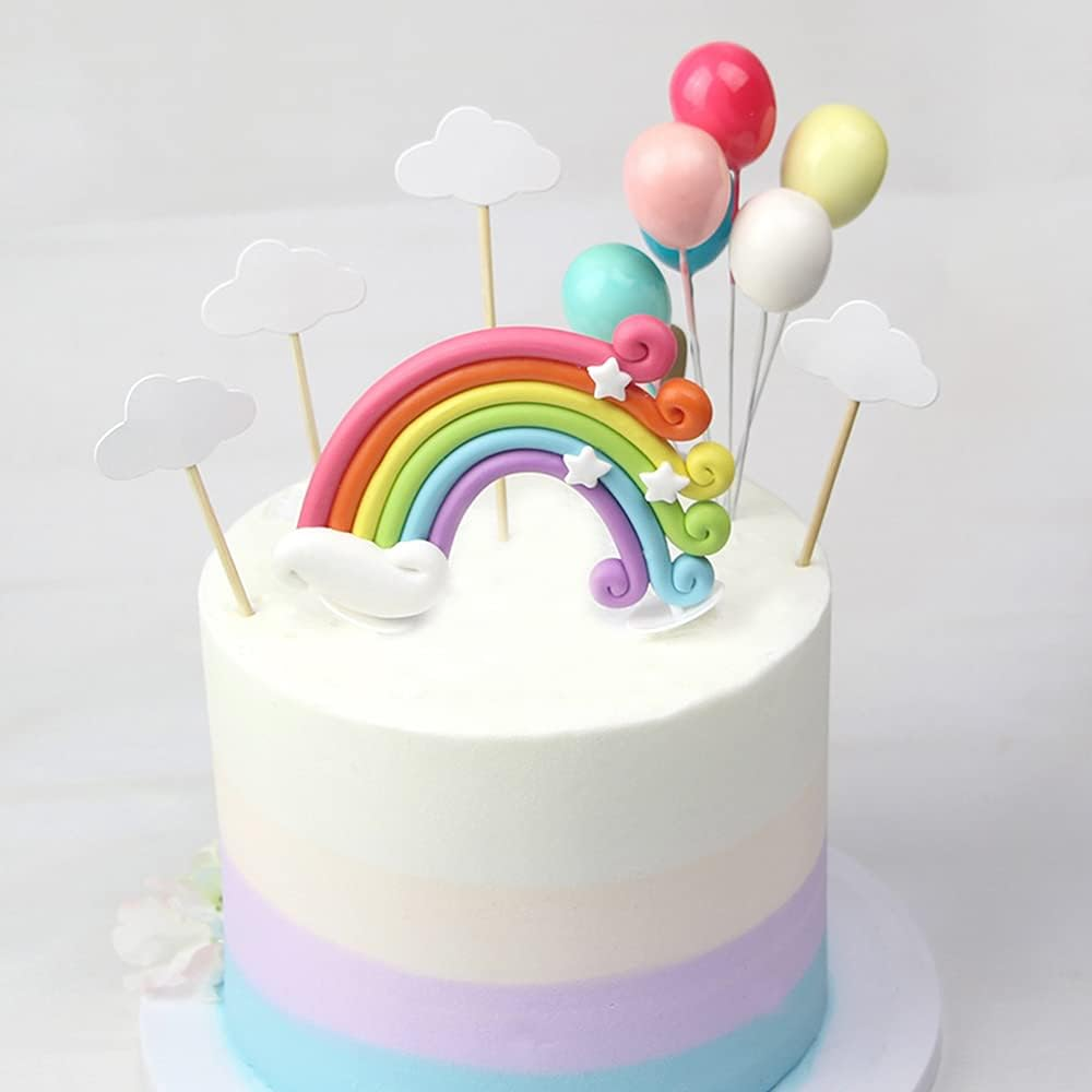 Xihuimay 15Pcs Cake Topper Set: Happy Birthday Banner, Rainbow, Cloud, Star & Balloon Picks for Boys & Girls Birthday Party Decoration image number 6