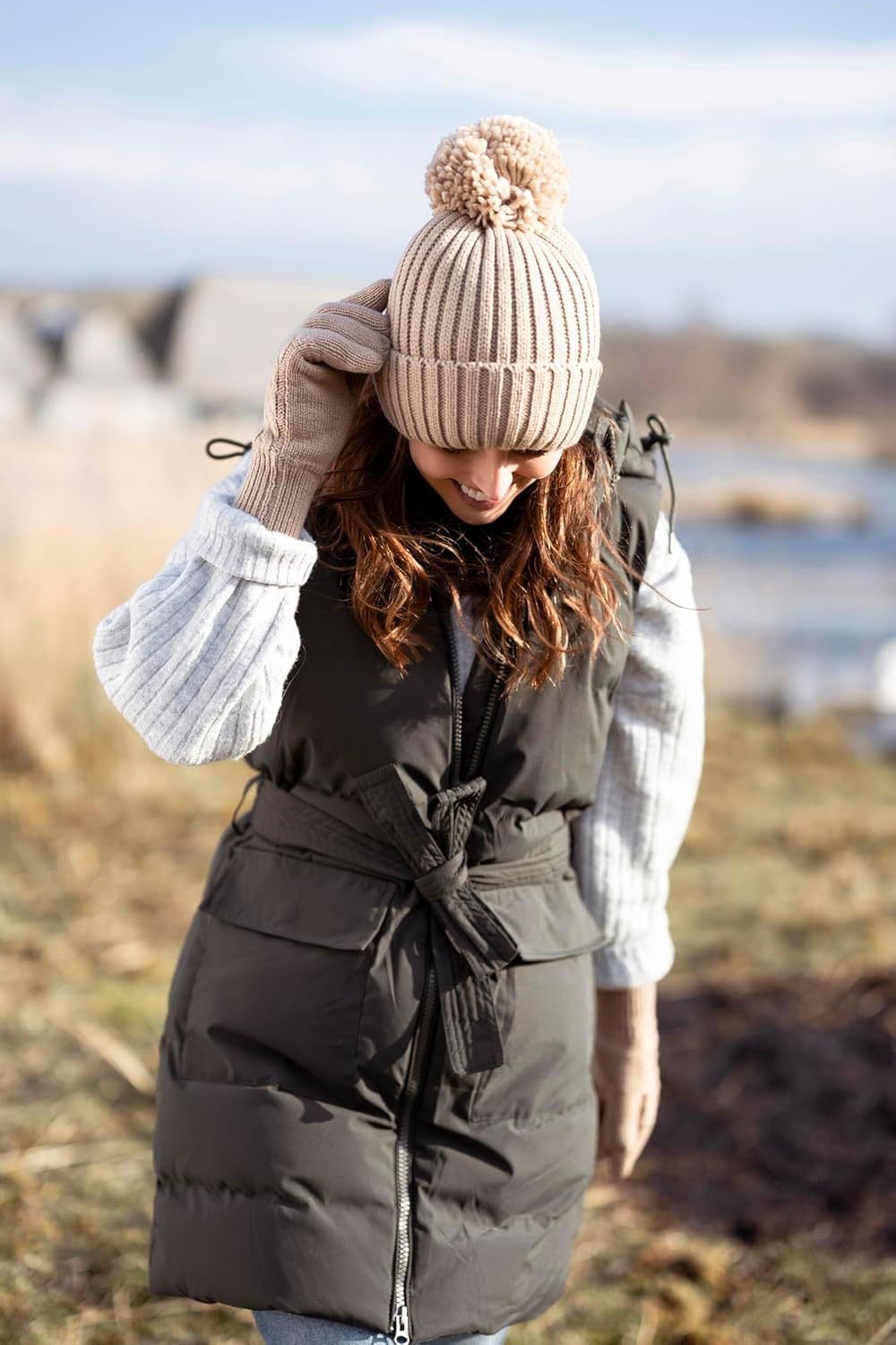 HEAT HOLDERS - Womens Knitted Style Fleece Lined Warm Thermal Winter Beanie Hat