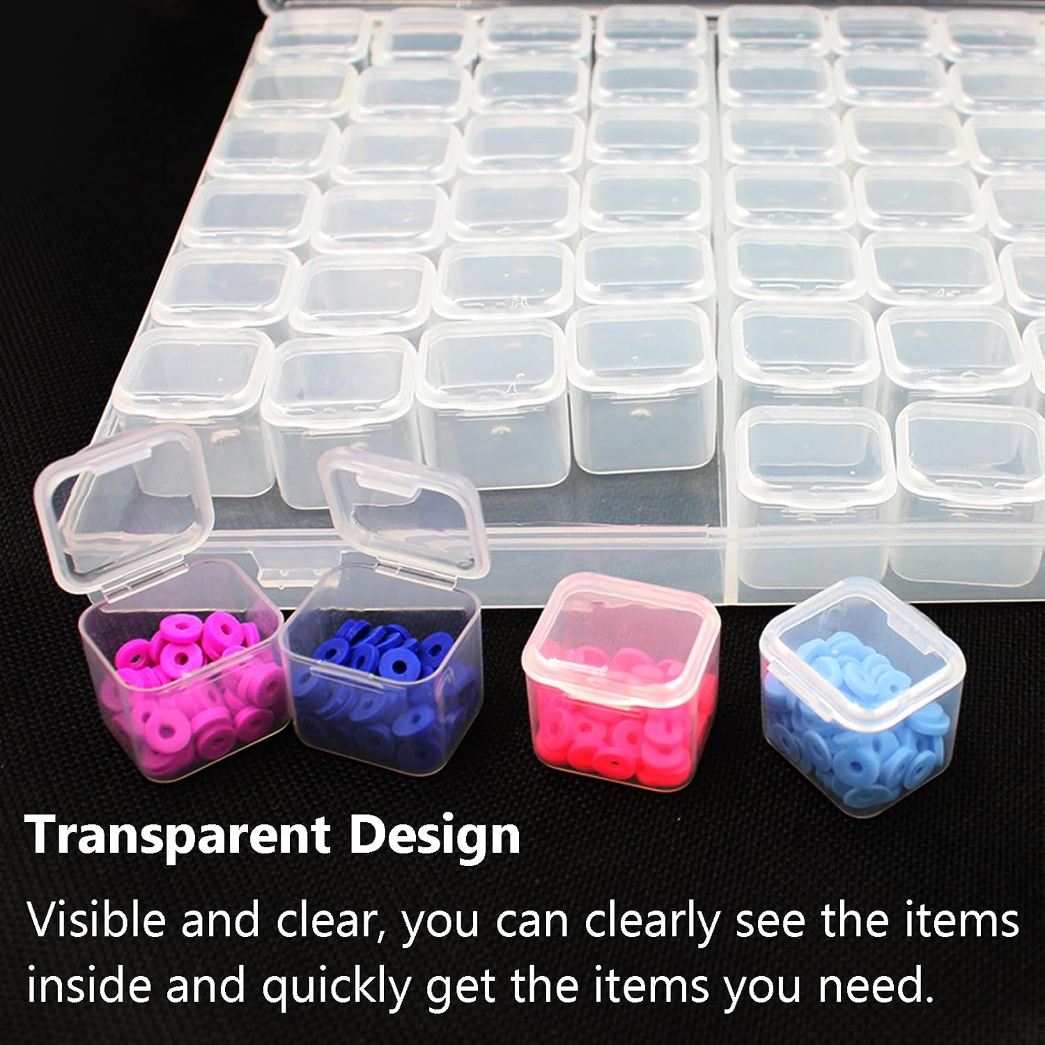 Acbbmns 1Pc 56 Grids Diamond Painting Box Clear Plastic Beads Storage Organizer Box Embroidery Case for Diamond Painting Accessories DIY Rhinestone Beads Nail Art Small Findings image number 1