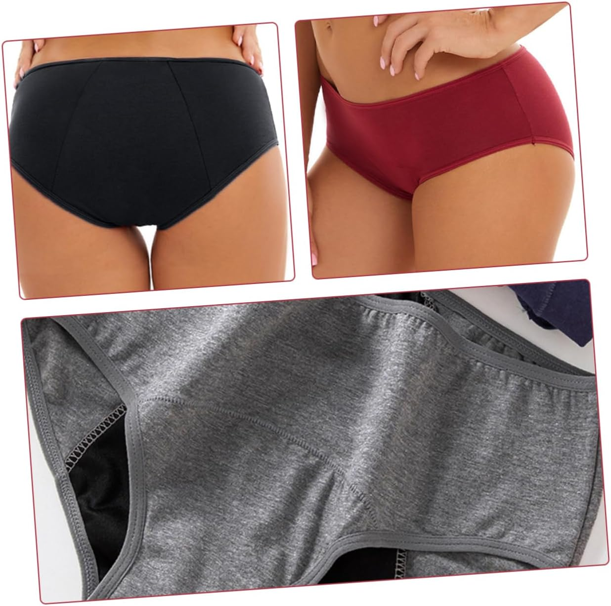 Ipetboom 3Pcs Comfortable Women'S Menstrual Panties Absorbent Postpartum Briefs for Leak Protection image number 5