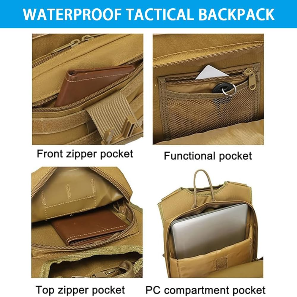 RUTREZOGO Military Tactical Backpack for Men, Large 3-Day Assault Pack Bug Out Bag, Water-Resistant Heavy-Duty Army Survival Hiking Trekking Rucksack with Laptop Compartment image number 2