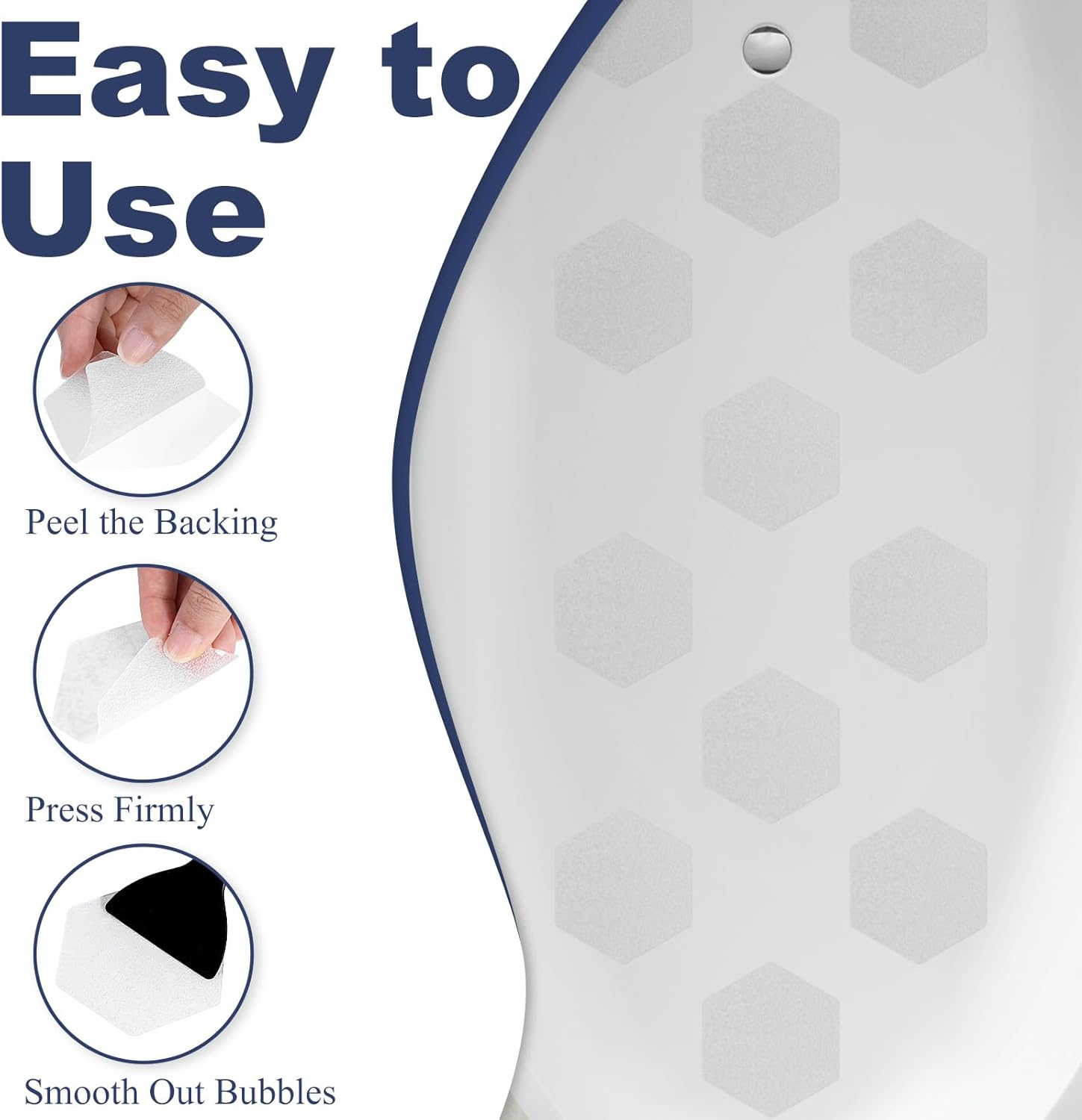 Gecork 28 PCS Shower Floor Non Slip Stickers with Strong Adhesive, Invisible & Durable anti Slip Shower Stickers with Scraper for Bath Tub, Pools and Stairs,Hexagon image number 6
