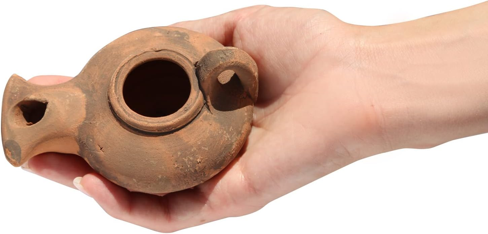 Herodian - Classic with Handle - Replica Ancient Clay Oil LAMP in Gift Bag & Certificate of Authenticity Hanukkah-Judaica/Christian Gift image number 6