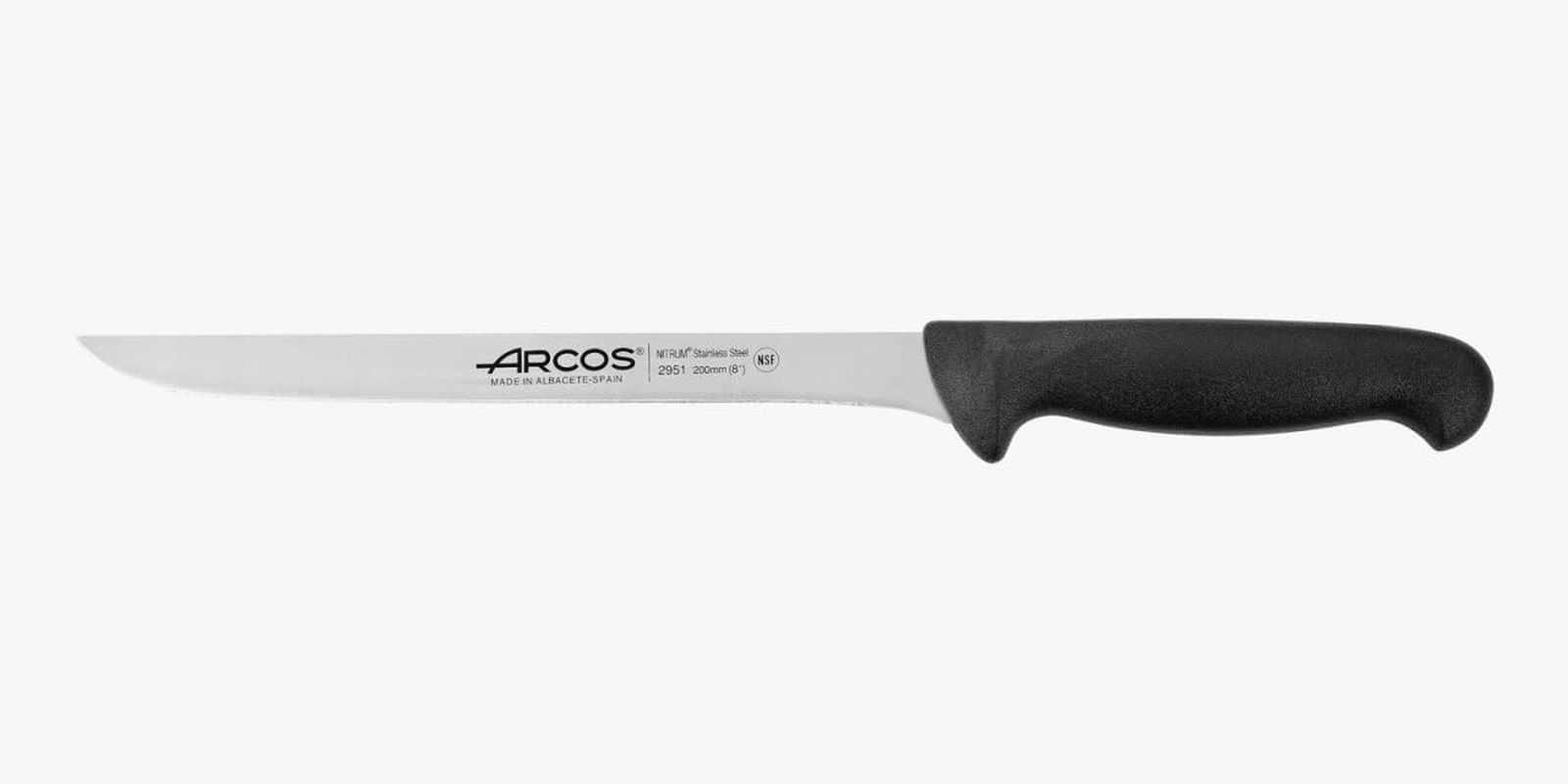 ARCOS Fillet Knife 8 Inch Nitrum Stainless Steel and 200 Mm Blade,Sharp Steak Knife to Fillet Meat and Fish, Ergonomic Polypropylene Handle,Series 2900, Color Yellow