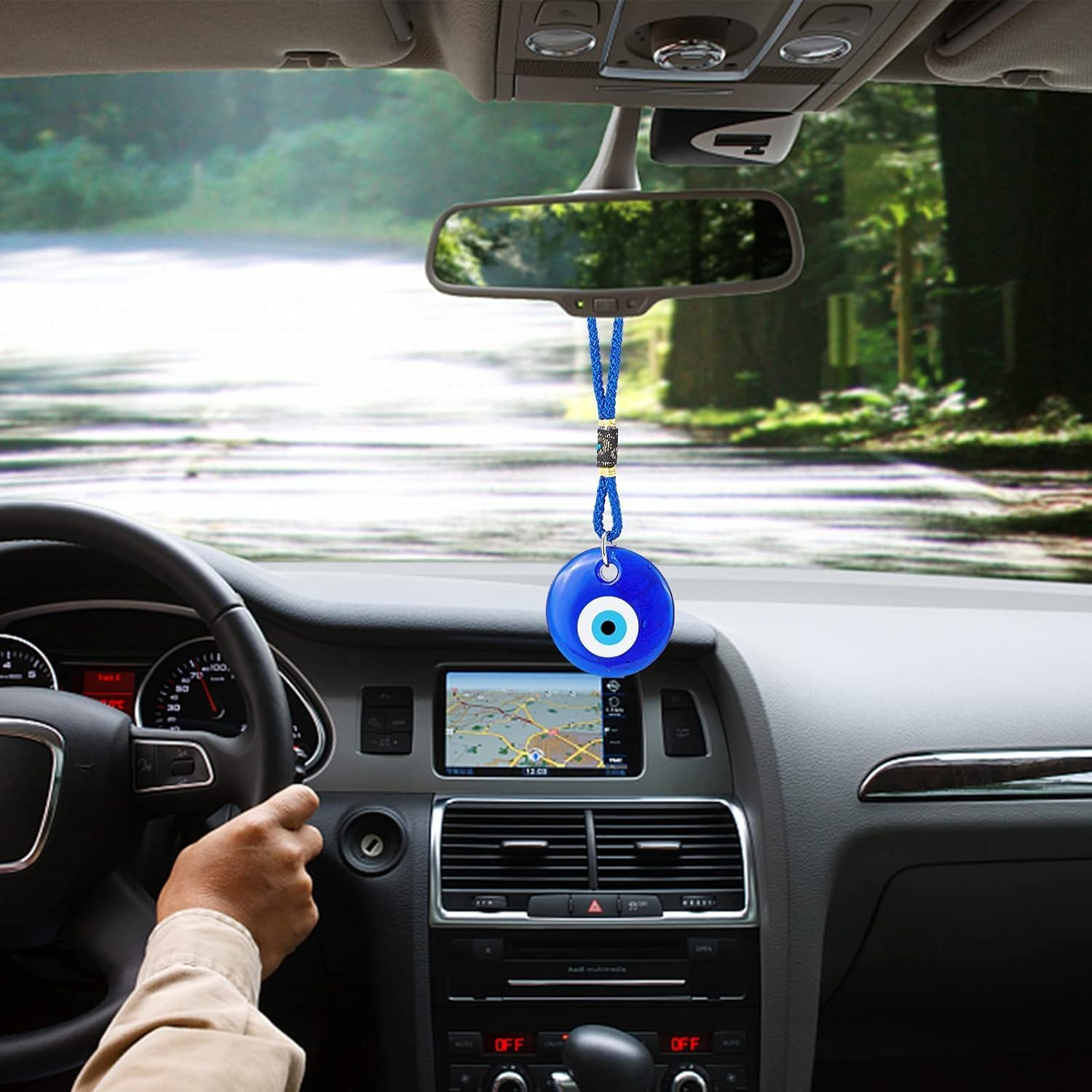 4Pcs Blue Evil Eye Charm Hanging Ornament for Home and Car Decoration, Decorative Glass Amulet for Good Luck Protection, Turkish Greek Style Rearview Mirror Decor by Haheihei image number 3