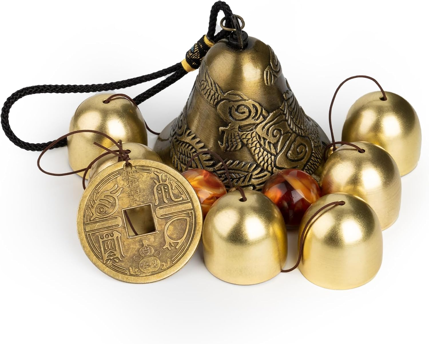MYHOGOOD Lucky Wind Chimes, Feng Shui Hanging Wind Chimes for Garden, Good Luck Chinese Wind Bells with Coin, Dragon Bells for Home Garden Window Decoration Gift image number 2