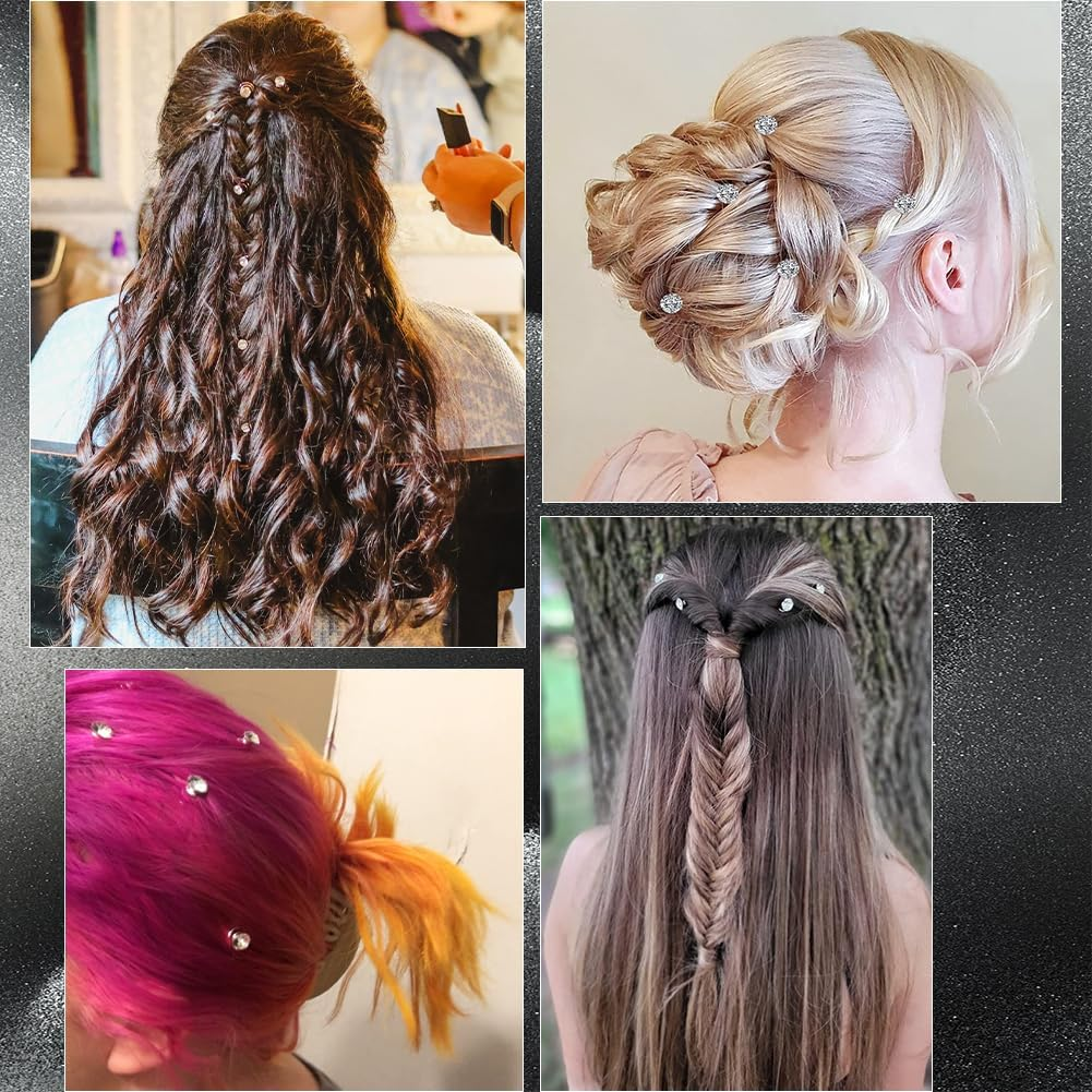 SOFPLATE Pack of 60 Rhinestone Hair Pins with Diamonds Spiral Shape Feather Artificial Glitter Sparkling Gemstone Hair Pin for Wedding Bridal Prom Christmas Party Guest Gift Fra image number 6