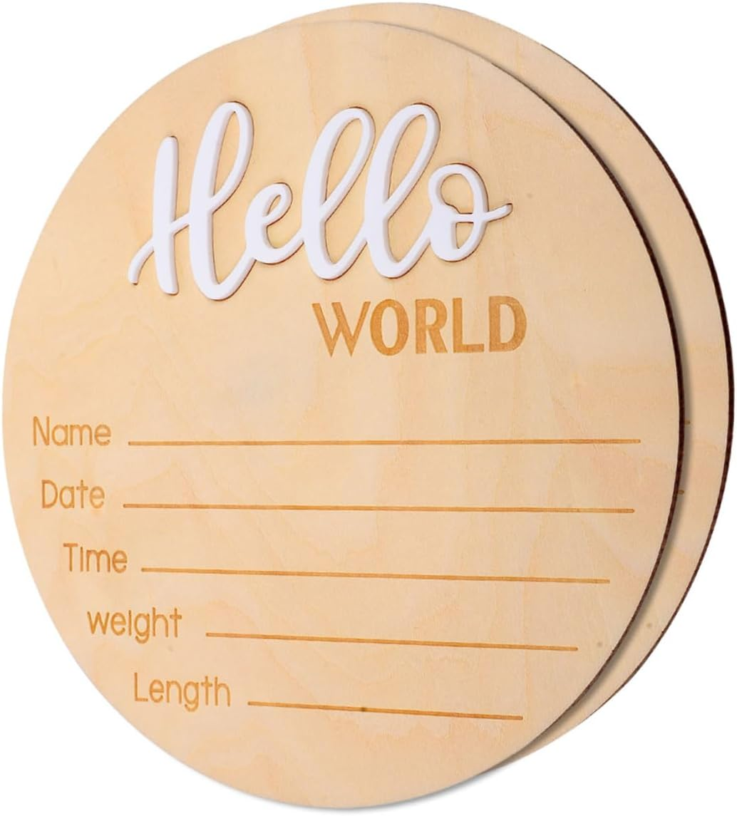 2 Pcs Wooden Birth Announcement Signs Newborn Name Board for Hospital Photography Prop Sturdy Arrival Plaque with Chic Design image number 3