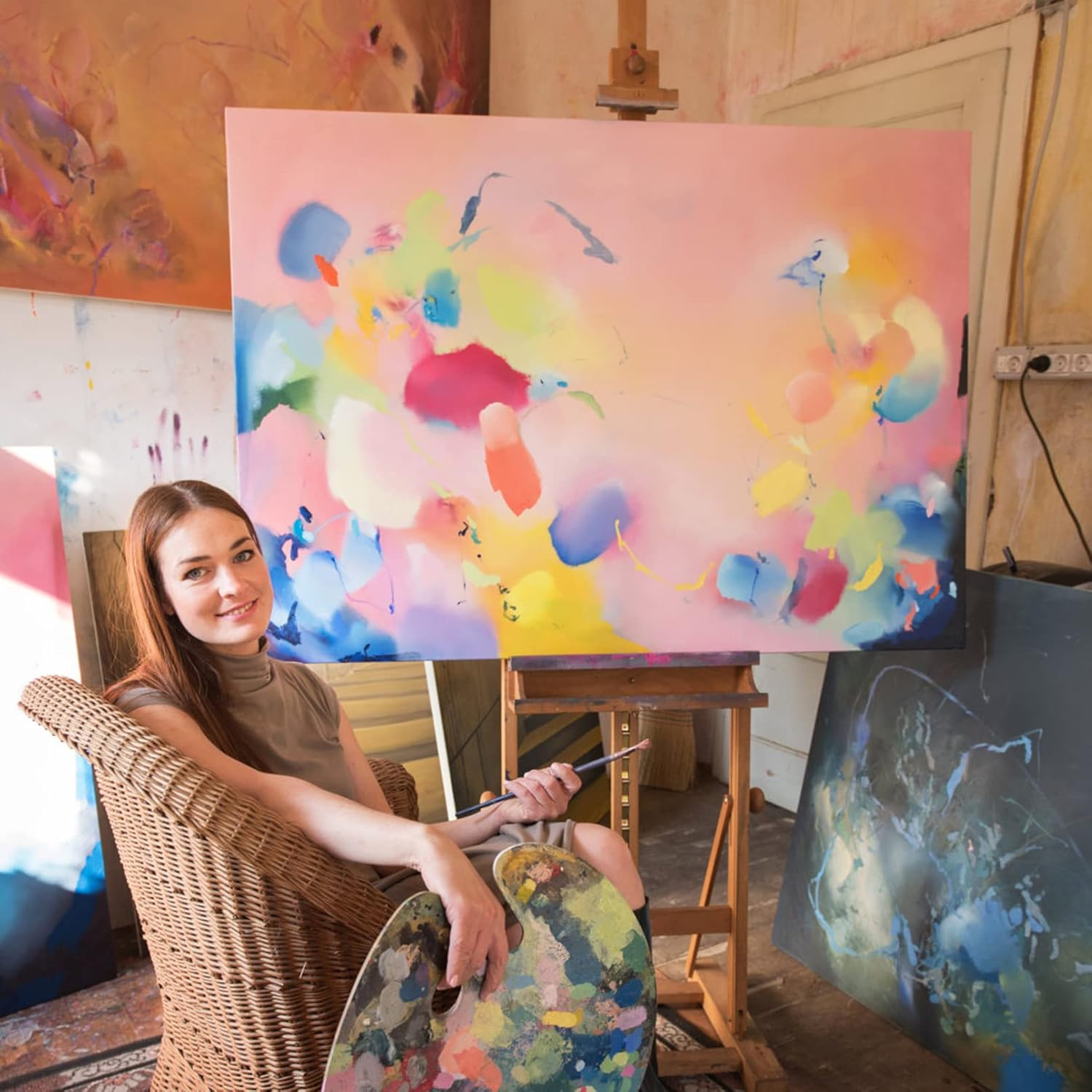 Jenjen Tradition Large Canvas for Painting, 2 Pack 30X40'' White Pre Stretched Canvases Fivefold Primed 100% Cotton Big Blank Boards Art Supplies Acrylic Pouring, Oil Watercolor Painting & Wet Media image number 1