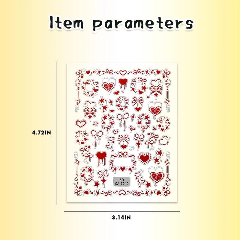 Heart Bow Nail Stickers for Women Girl Christmas Birthday Gifts for Daughter Granddaughter Valentine'S Day Gifts for Girlfriend Gf Star Christmas Manicure Decorations for 2 image number 4