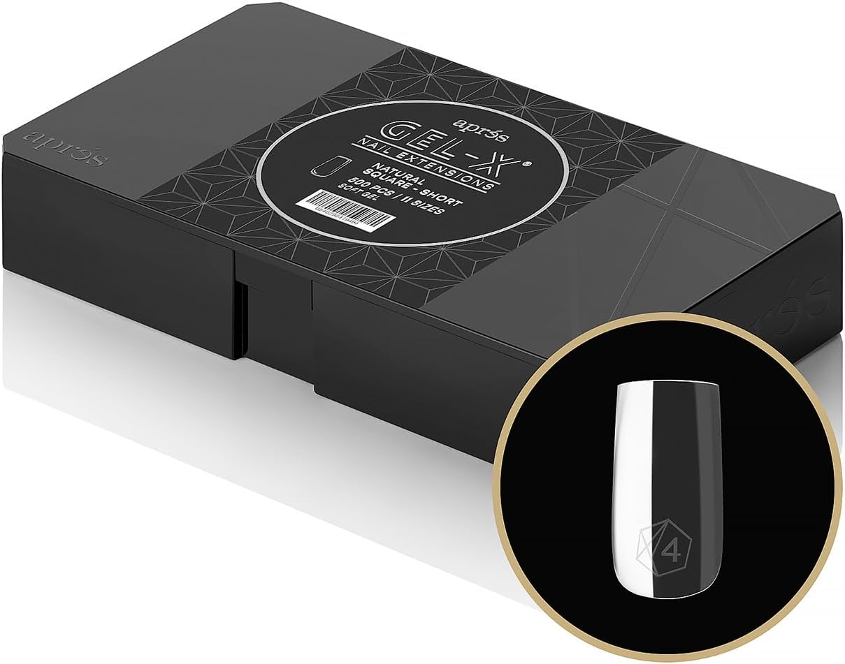 APR&Eacute;S Apres Gel-X Natural Square Short Tip Box, 500 Pieces Gel-X Tips, 11 Sizes 00-9, Premium Quality image number 4