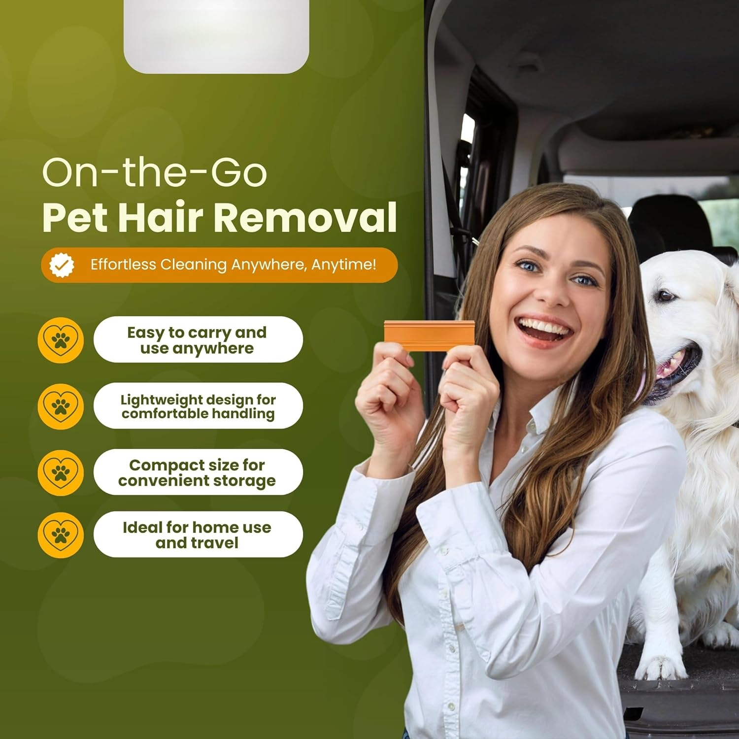 Pro Pet Hair Remover - Easy Grip Pet Hair Carpet Scraper, Pet Hair Removal Tool - Cat Hair Remover, Dog Hair Remover for Couch, Car, Sofa, Carpet - Light & Compact Fur Remover Tool image number 2