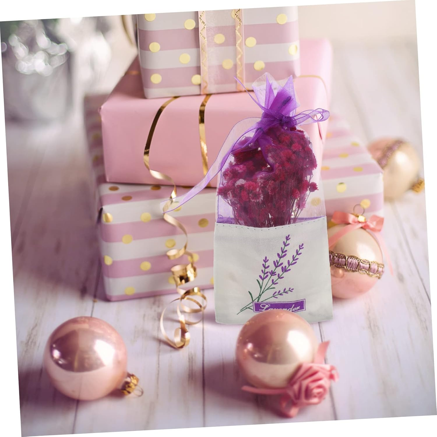 Kichvoe 1Set Lavender Sachet Bags Deep Purple Fragrance Pouches for Wardrobe Home Freshening Made of Gauze and Scent for Closet Deodorizing image number 1