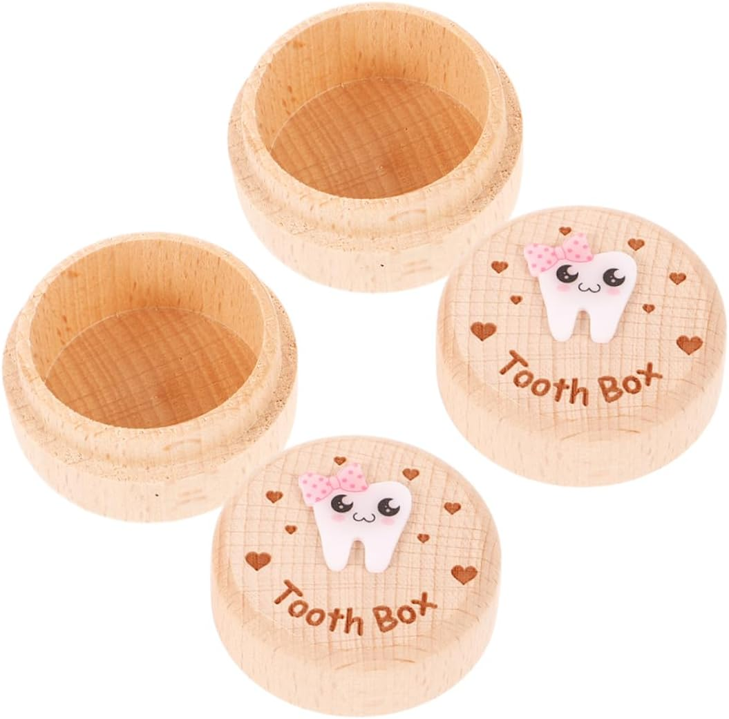 2Pcs Deciduous Tooth Box Wooden Lost Tooth Box Boys and Girls Small Keepsake for Girl image number 6