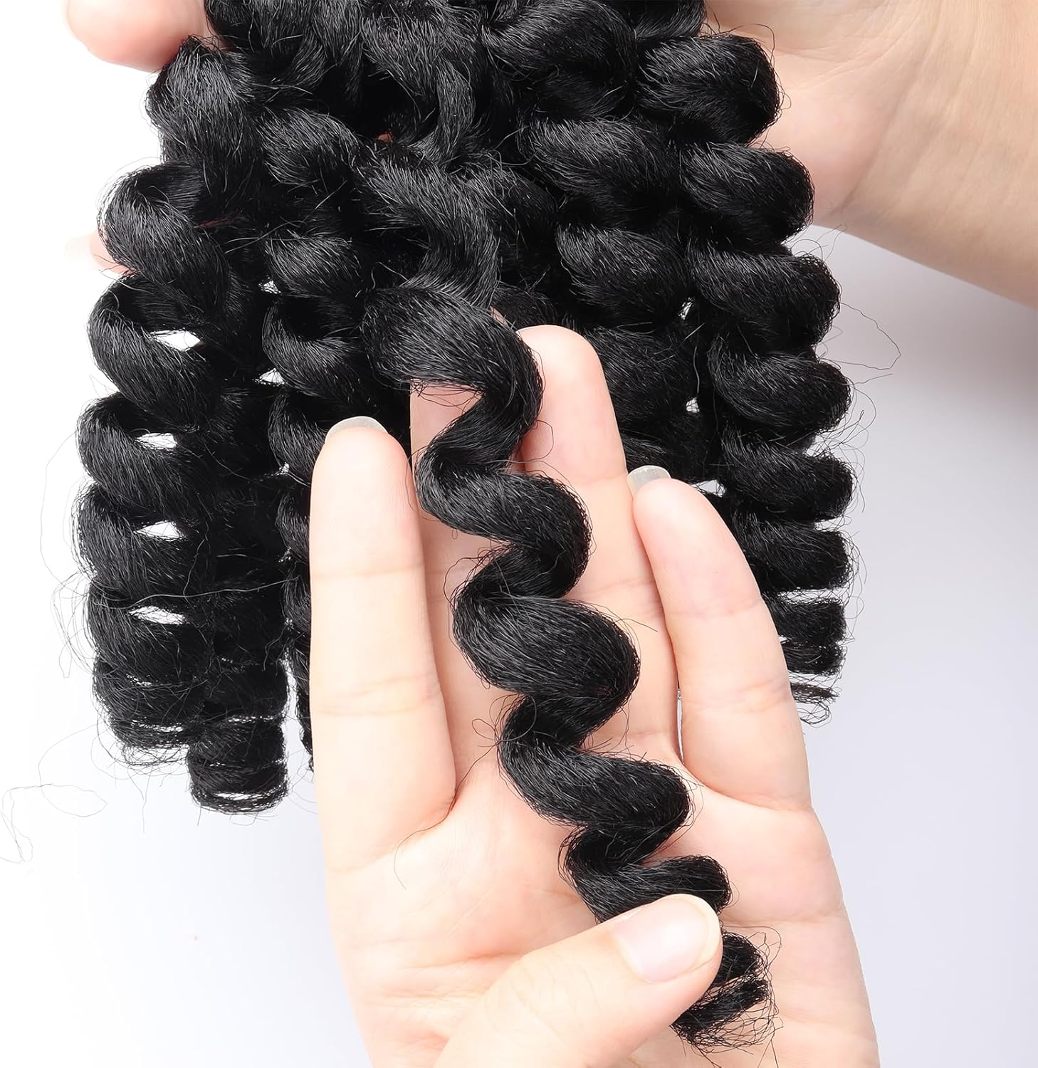 Roktress 6 Packs 8 Inch Jamaican Bounce Crochet Hair Jumpy Wand Curl Crochet Hair African Ombre Kanekalon Synthetic Crochet Braiding Hair Extensions for Black Women (8" 6Packs, 1B#) image number 3