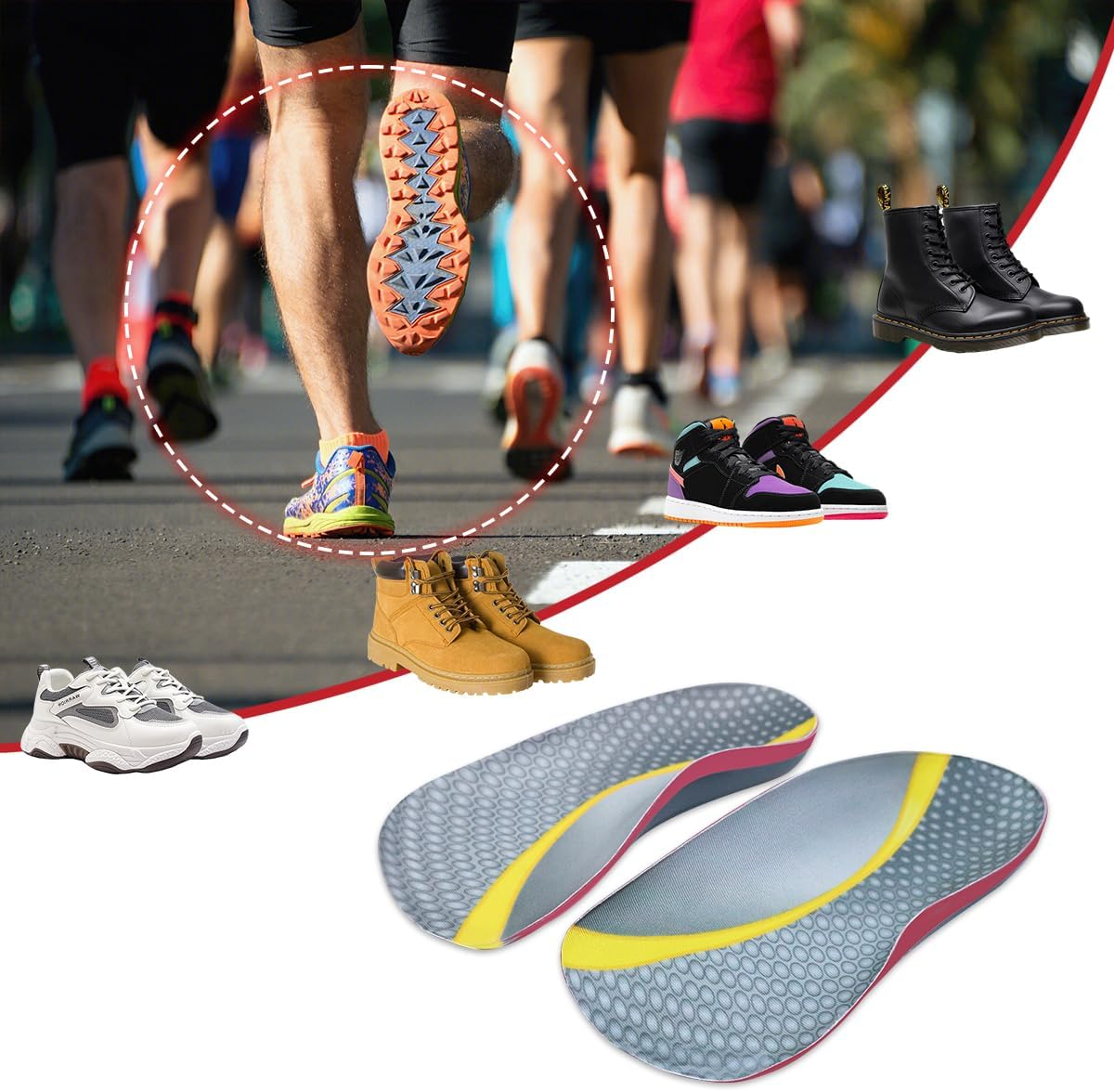 3/4 Orthotic Inserts Plantar Fasciitis Insoles &ndash; Neutral Arch Support Insoles for Flat Feet, Metatarsalgia, Morton'S Neuroma, Heel Pain Relief Orthotics for Heel Spurs Both Men and Women Can Use It ﻿ (L:Men 9-11 / Women 10-12) image number 2