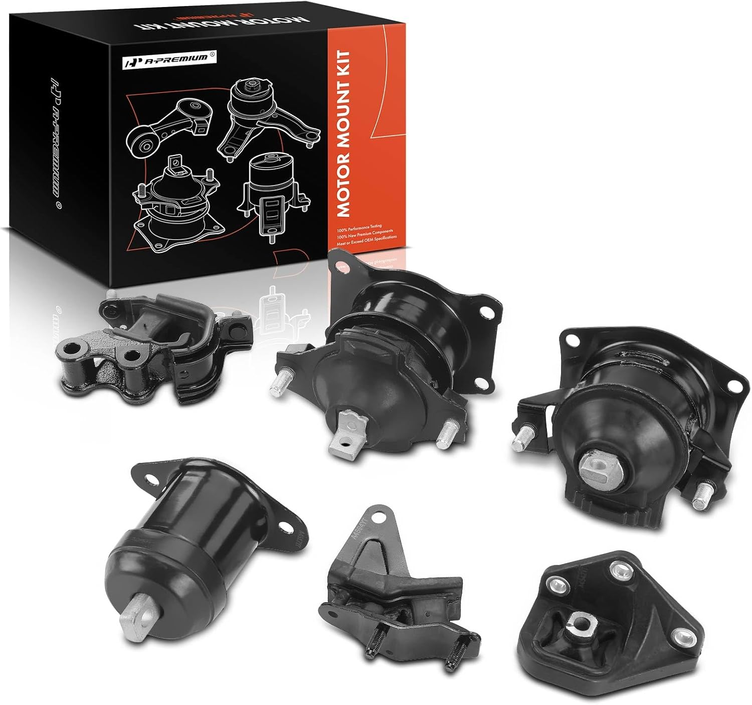 A-Premium 6PCS Engine Motor Mount and Transmission Mount Kit Automotive Replacement Parts Compatible with Honda Accord 2003 2004 2005 2006 2007 2.4L, Replace# 50830SDAA04, 50830SJAE01 image number 4