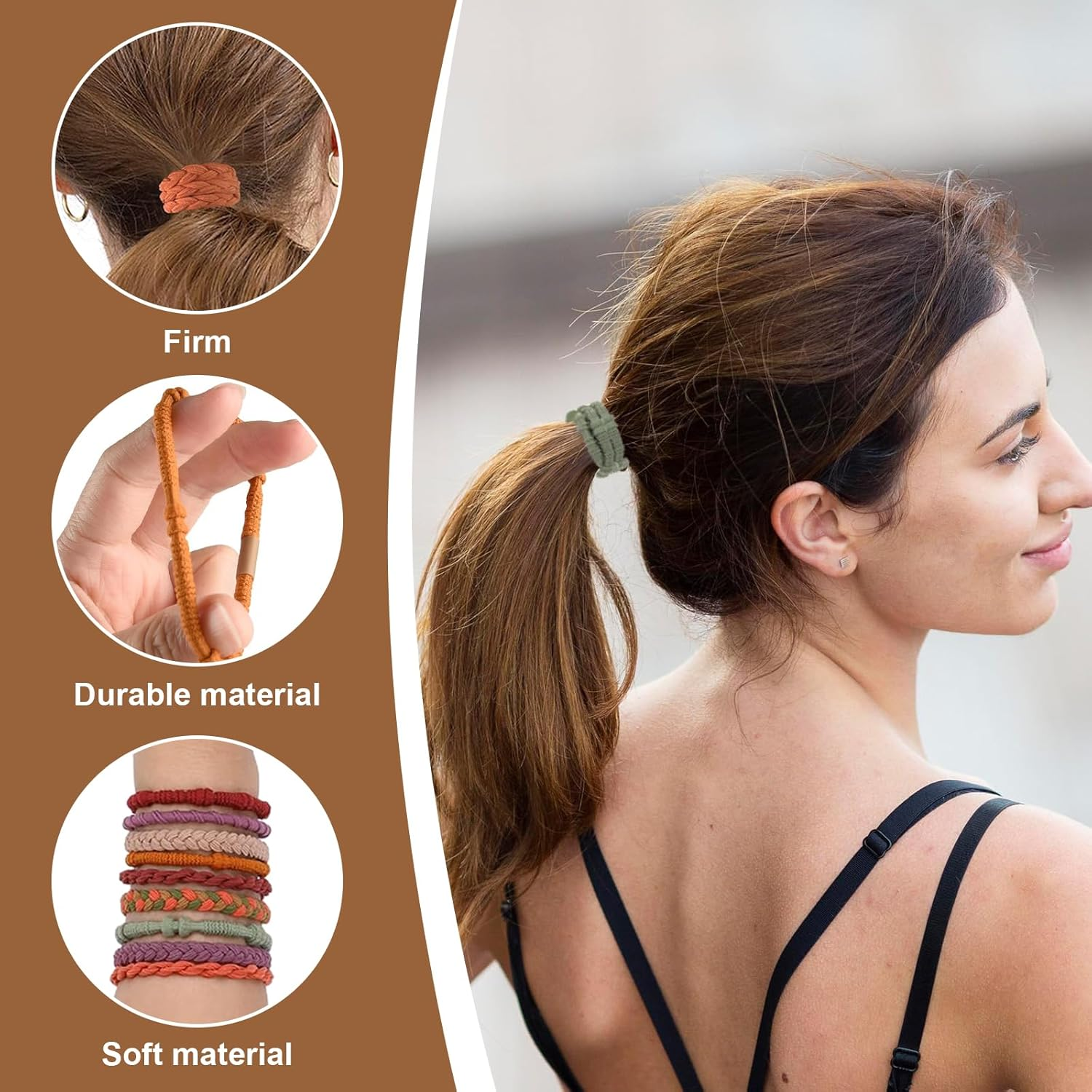 Evadollina Hair Ties Ladies, 48 Piece Hair Accessories, Hair Ties, Hair Bands, Dark Camouflage Headbands, Scrunchies, Hair Tie Bracelet, Hair Accessories Ladies, Christmas image number 5