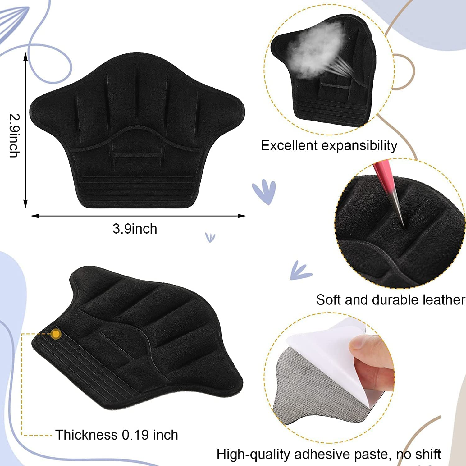 8 Pairs Heel Cushion Pads, Heel Grips Liner, Self Adhesive Heel Liners, Shoe Insoles Foot Care Protector for Men Women, Relieves the Pain Caused by Heel Friction, Fixes the Heel, Improve Shoe Fit (4 Pairs + 4 Pairs Heel Grips Pads) image number 4