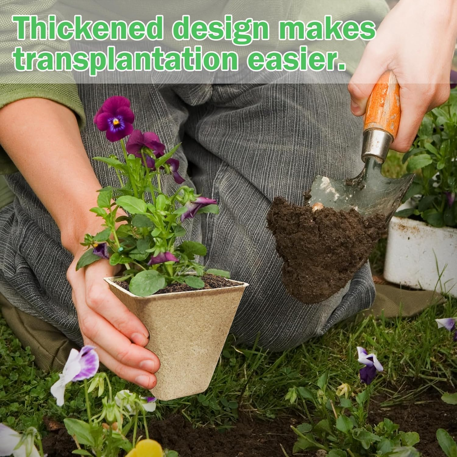 Doubleggs 150 Packs Square Peat Pots, 3.15-Inch Biodegradable Seed Starter Pots for Germination, Nursery Planting Trays with 100 Labels and 2 Transplant Tools