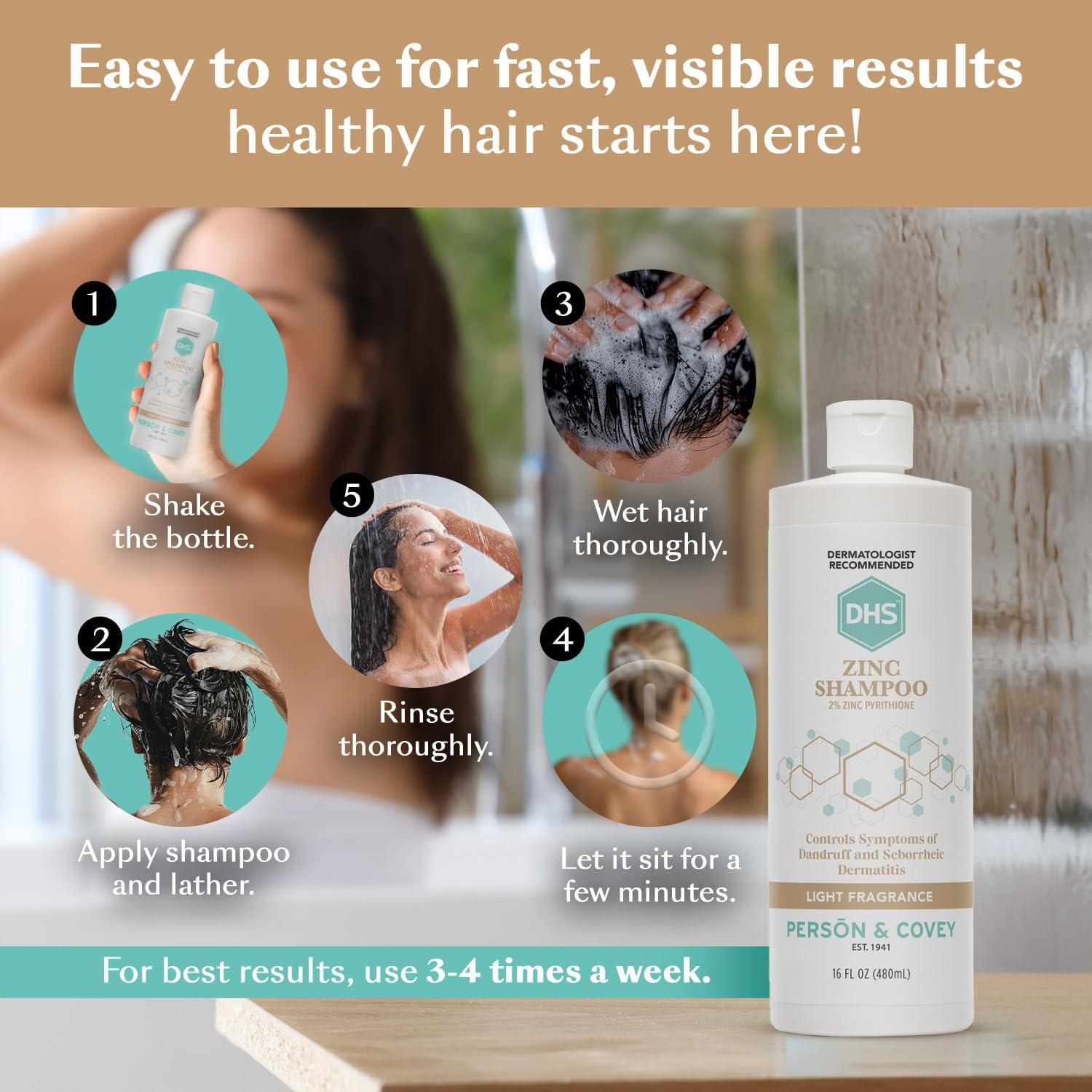 DHS Zinc Shampoo Pyrithione Zinc 2%, 470Ml - 2Pc image number 2