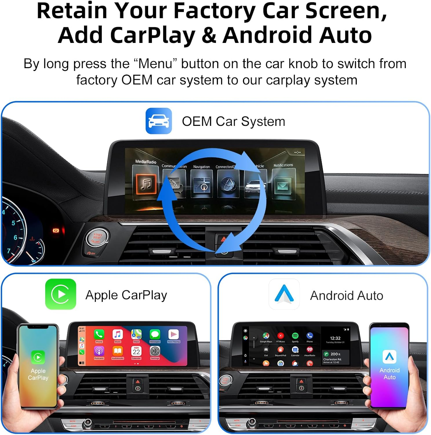 ANYFAR Decoder Adapter Fits 2017-2018 BMW X1 X2 X3 X4 X5 X6 MINI & 1-5 Series with EVO/MGU System, Supports Wireless Carplay Android Auto/Mirror Link/Camera/Usb Drive/Navigation Etc image number 3