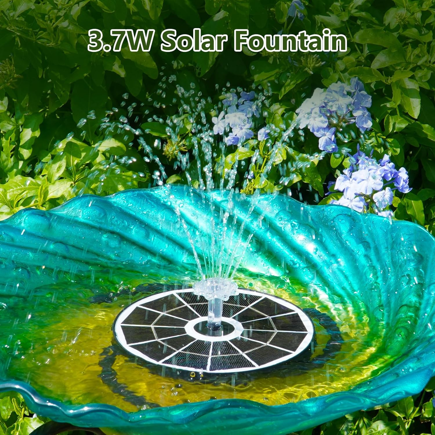 AISITIN 3.7W Solar Bird Bath Fountain Upgraded 6.3" Solar Glass Panel, Solar Powered Fountain Pump with Integrated Bracket & Storage for Bird Bath, Pond, Garden, Aquarium and Outdoor image number 6