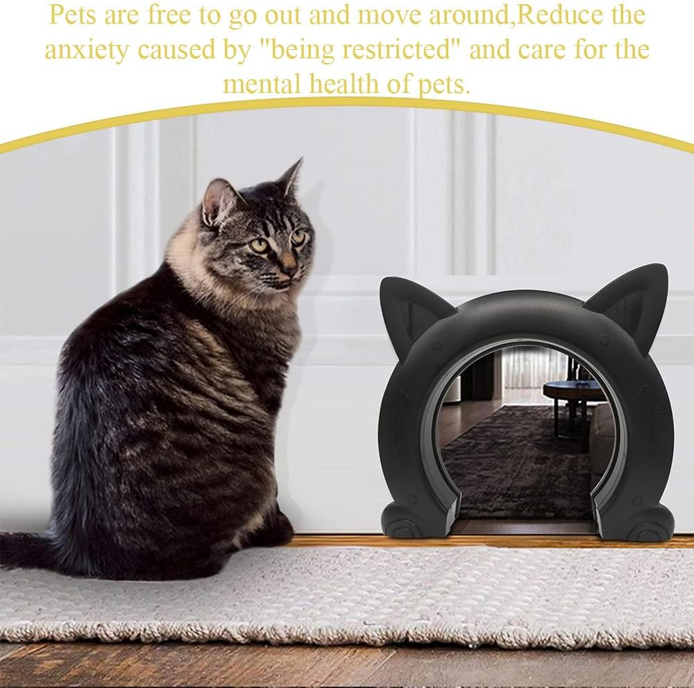 Cat Door,Hollow Core Doors,Round Pets Door,Dog Gate,For Cats and Dogs or Small Pets,Household Solid and Hollow Core Doors Convenient Pet Entry,Easy to Install,Xl (Black) image number 5