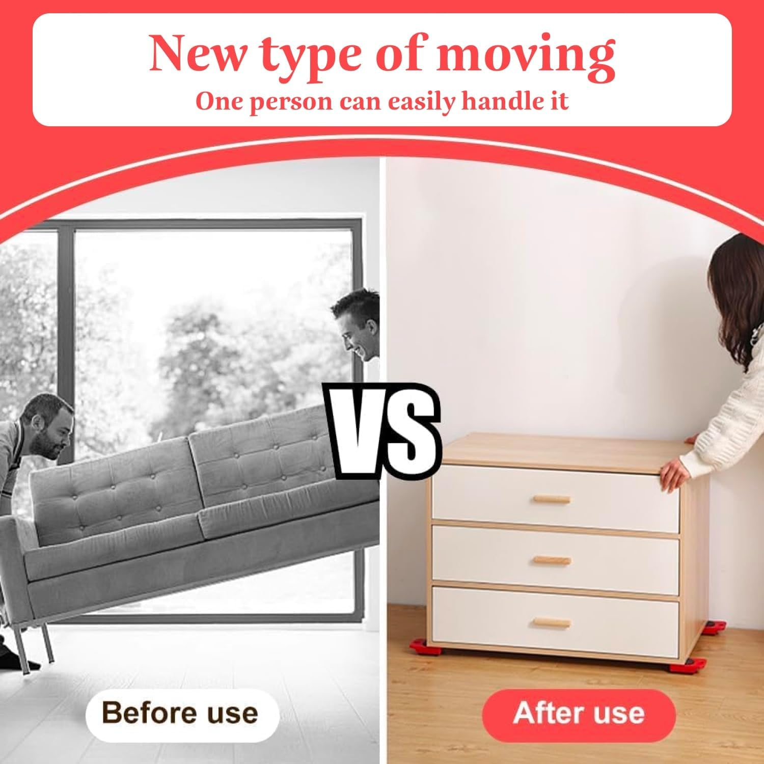 Heavy-Duty Furniture Mover Set - Appliance Dolly with Adjustable Lever & 4 Non-Marring Wheels, Commercial-Grade Steel Sliding Tool for Sofa/Fridge/Washer Relocation (Blue) image number 5