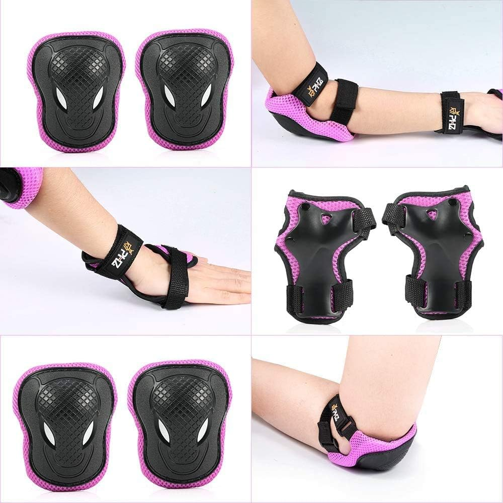 PHZ. Kids Knee Pads Elbow Pads Wrist Guards 6 in 1 Protective Gear Set for Inline Roller Skating Skateboarding Scooter BMX Etc. image number 3
