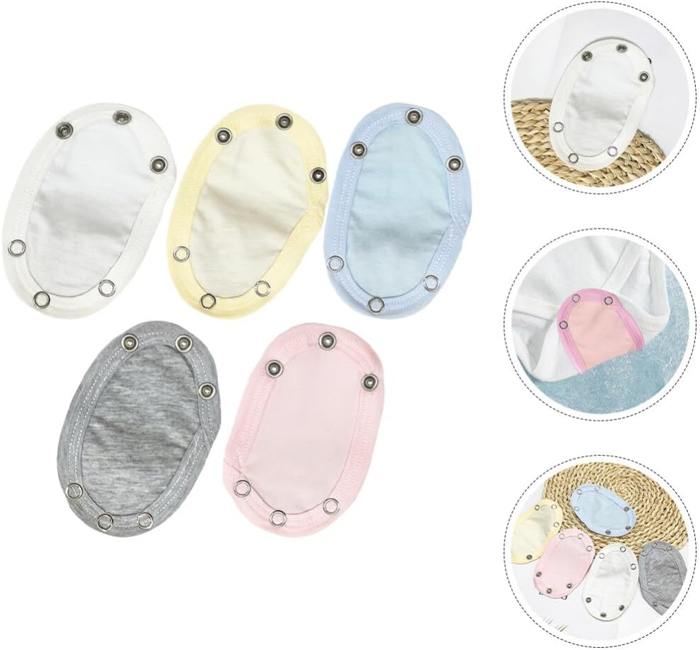Holibanna 5Pcs Cotton Baby Bodysuit Extender Snap Set Soft Breathable Jumpsuit Extension for Boys Girls Easy Wear Toddler Outfit Accessory image number 2