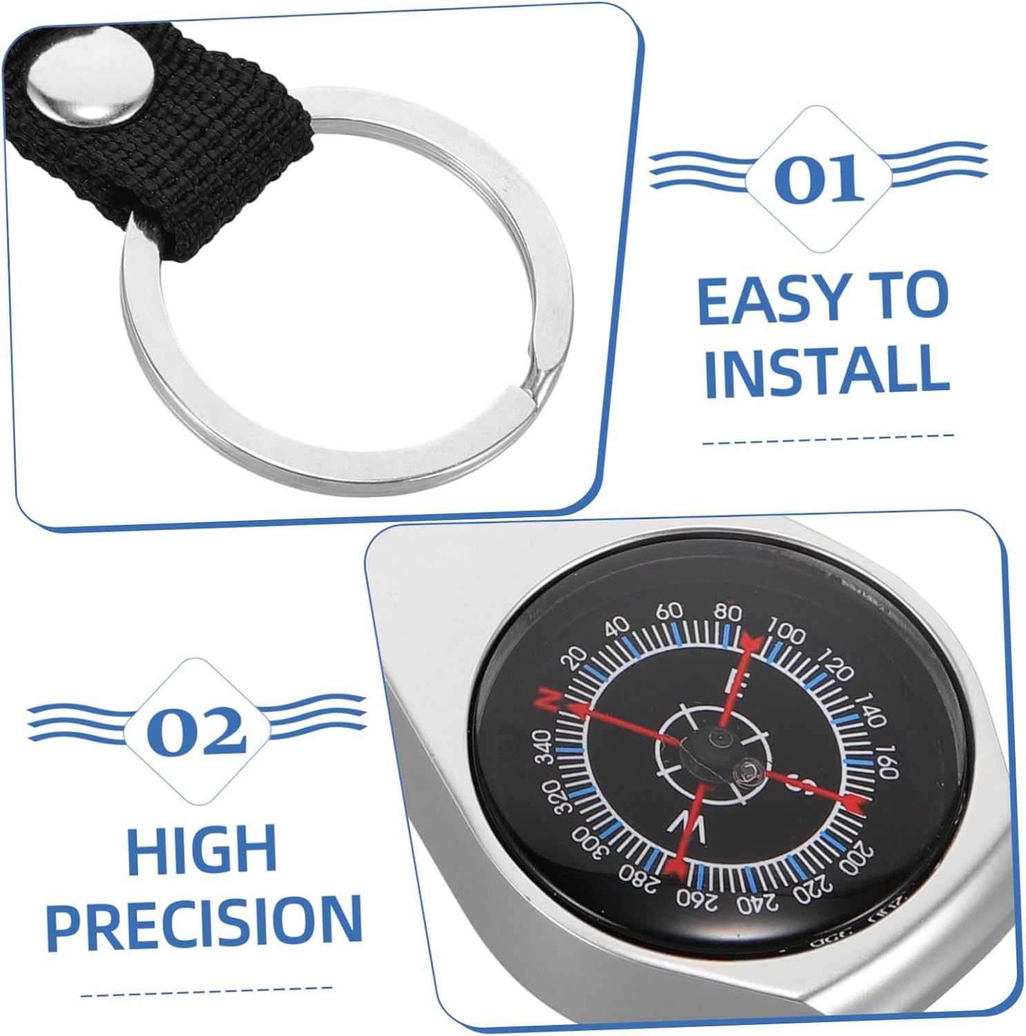 KICHOUSE 2Pcs Pocket High Precision Outdoor Navigation Tool for Camping Hiking and Survival image number 2