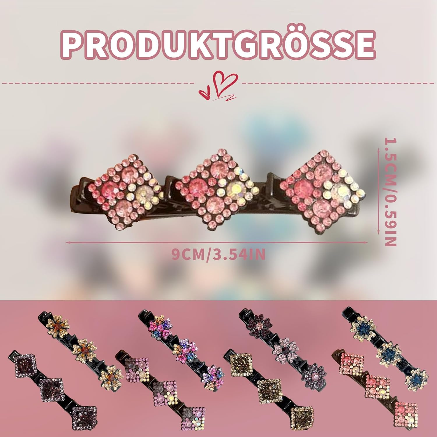 AHEJIOO 8 Piece Hair Accessories Set for Women - Hummingbird Hair Clips with Crystals, Double Layer Hair Clips and Headband Women - Sparkly Braided Designs for Any Occasion image number 6