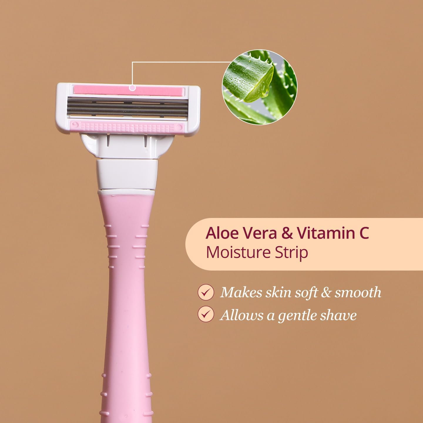 Carmesi Body Razor Skinsoft - Reusable - Pack of 1 | Aloe Vera & Vitamin C Moisture Strip for Smooth & Painless Hair Removal | Slip-Proof Rubber Grip | Soft & Silky Skin | Safe, Hygienic, & Economical image number 4