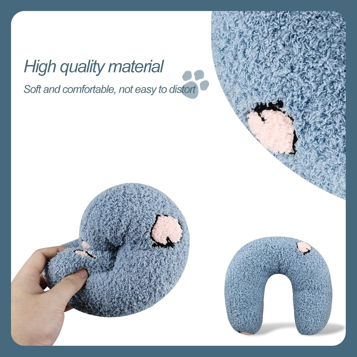 Andiker Pillows for Cat, U Shape Soft Fluffy Cat Pillow for Cat to Lay on Cat Bed Pillow Ultra Soft Pet Pillows for Cat Fluffy Cat Pillows for Indoor Cats and Puppies to Improve Sleep Quality(Blue) - Blue image number 4