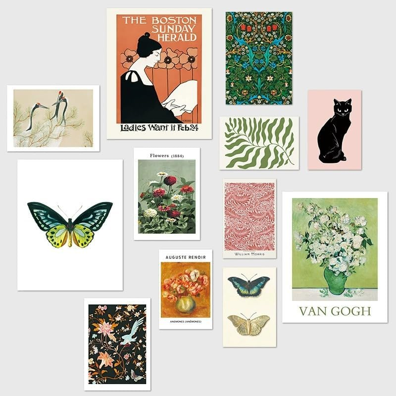 ZIENVE Eclectic Wall Decor Posters, Retro Maximalist Home Decor Aesthetic Vintage, Modern Colorful Boho Gallery Wall Art Prints for Bedroom Dorm, Unframed image number 4