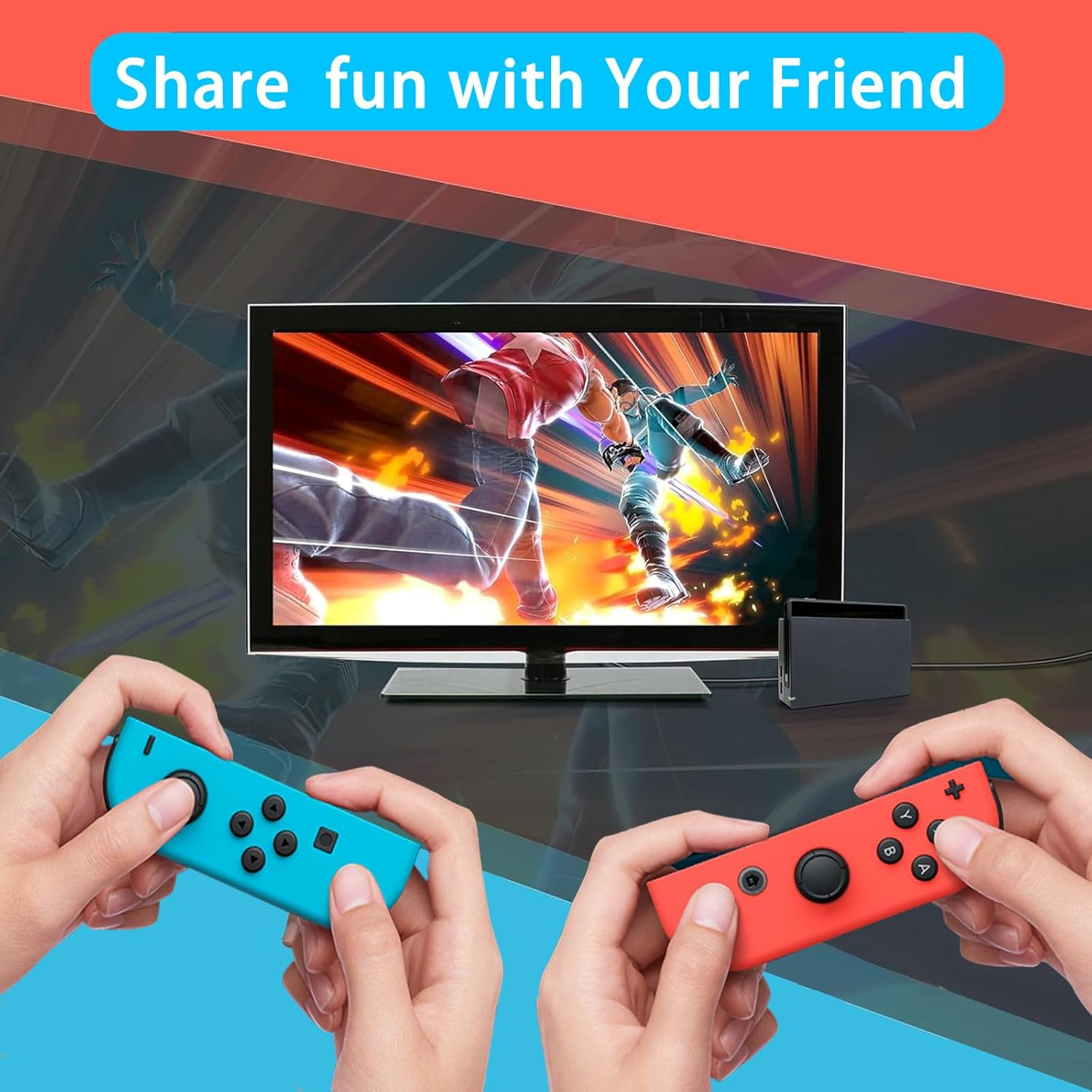 Joy-Cons for Switch Controllers, Wireless Replacement for Switch, Left and Right Controllers Support Sports Dual Vibration/Wake-Up/Motion Control/Screenshot Function (Blue and Red) image number 6