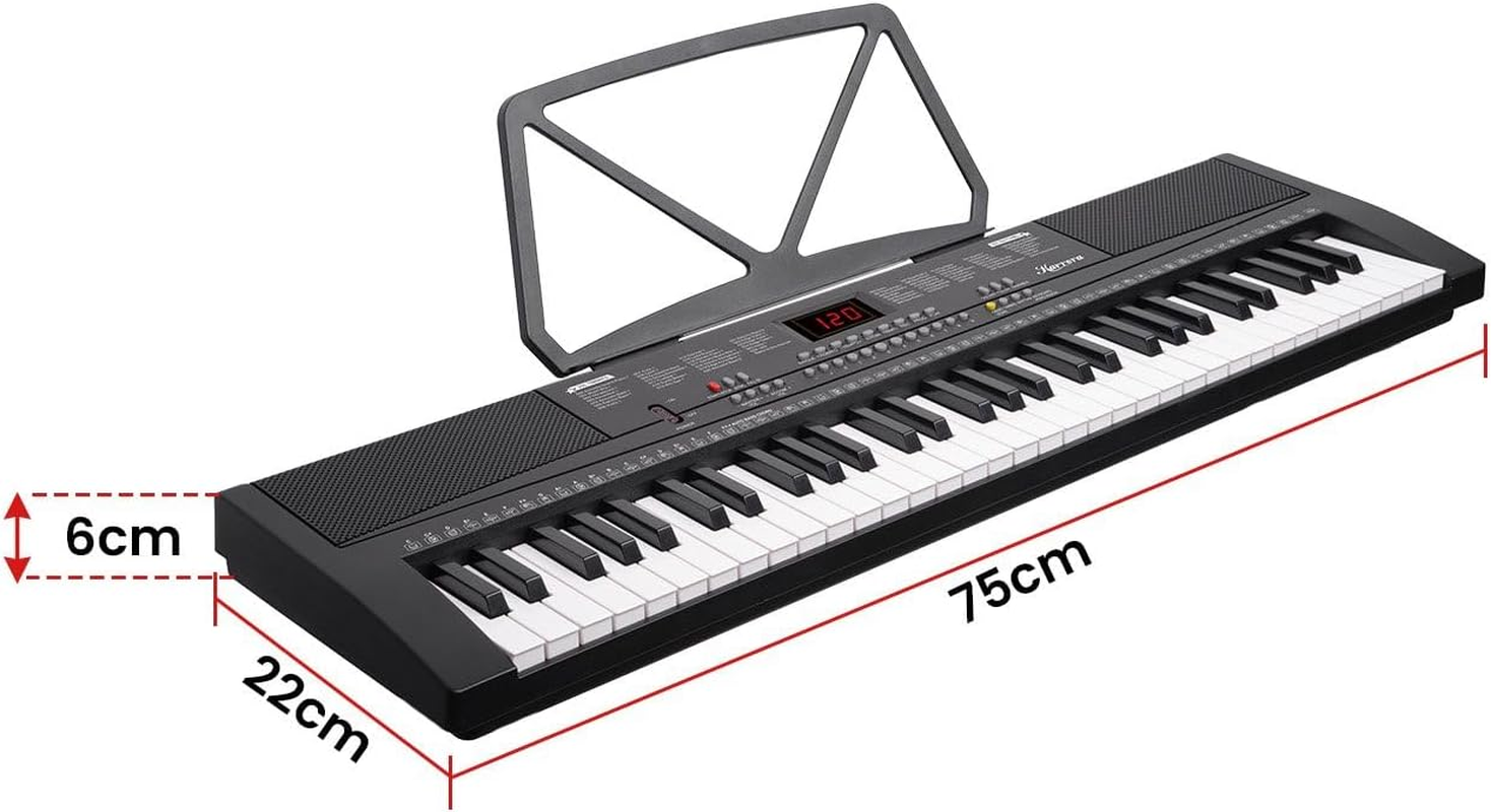 Karrera 61-Key Electronic LED Keyboard 75Cm Portable Piano in Black with Microphone Input, Headphone Output, 255 Timbres & Rhythms image number 3