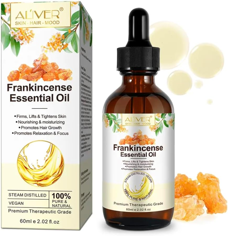 Frankincense Essential Oil 100% Pure & Natural &ndash; Therapeutic Grade, Undiluted &ndash; Aromatherapy Oil for Skin, Face, Hair, Diffuser, Massage & Relaxation &ndash; 60Ml image number 1