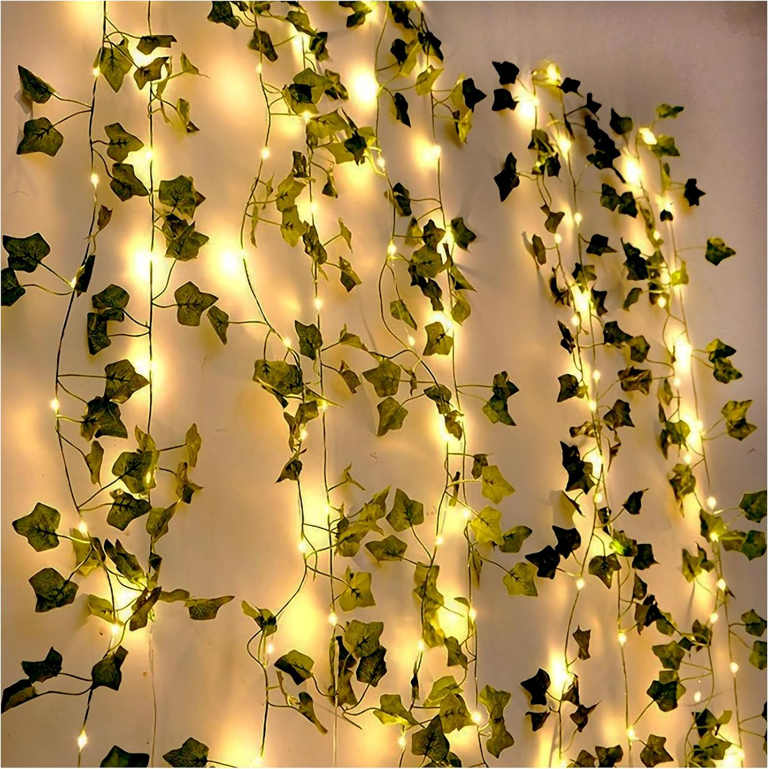 Luojinluoda 5M 50LED Leaf String Lights,Vine Lights, Battery Powered Green Leaf Garland Maple Fairy Lights for Indoor Outdoor Decor, Gardens, Weddings, Home Enhancement image number 3