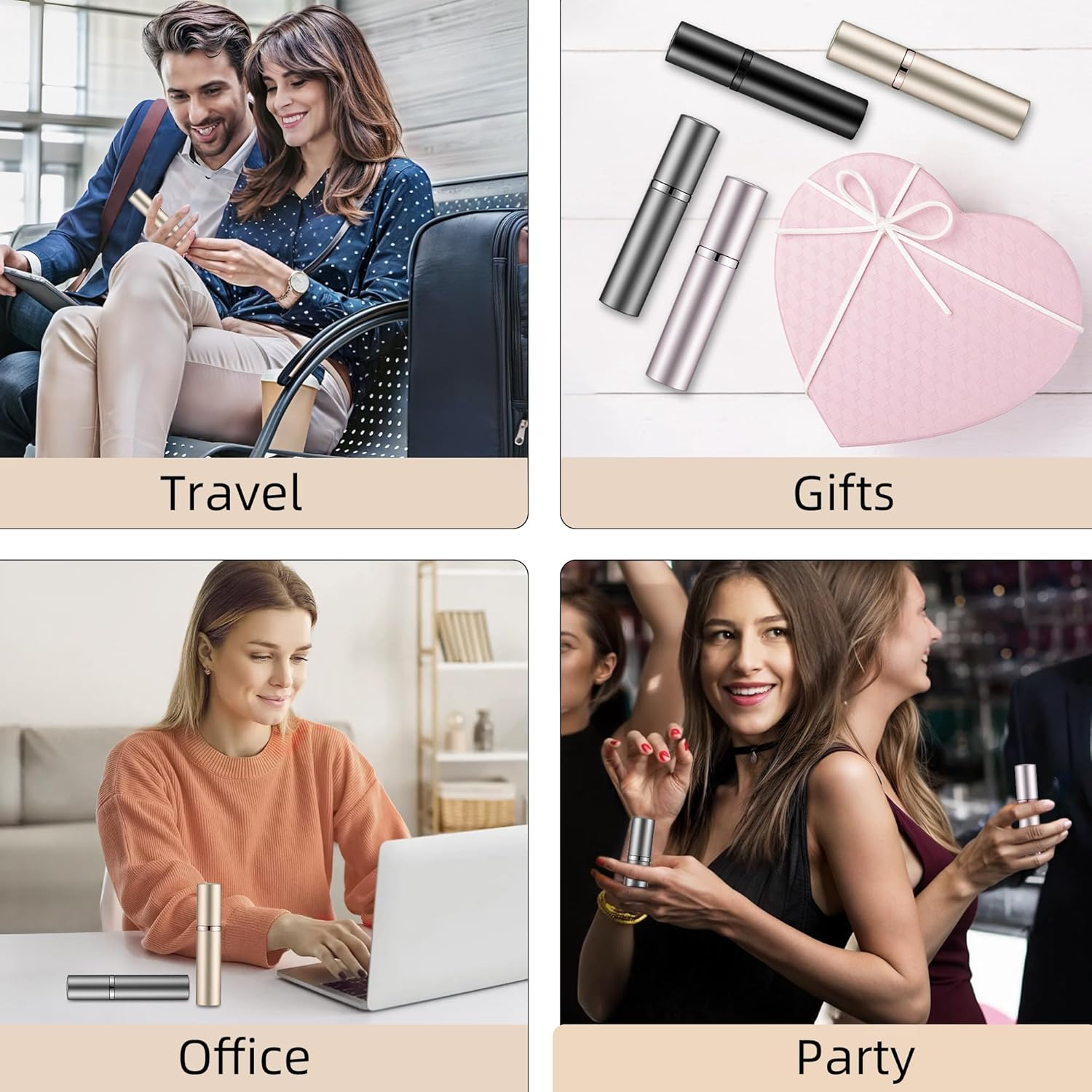 Muilsae AA01BK Perfume Atomiser 0.34 Oz Refillable Perfume Bottle Portable and Bag Cologne Dispenser Bottom Fill for Travel and Holidays (Black 10 Ml) - Pink 10Ml image number 5